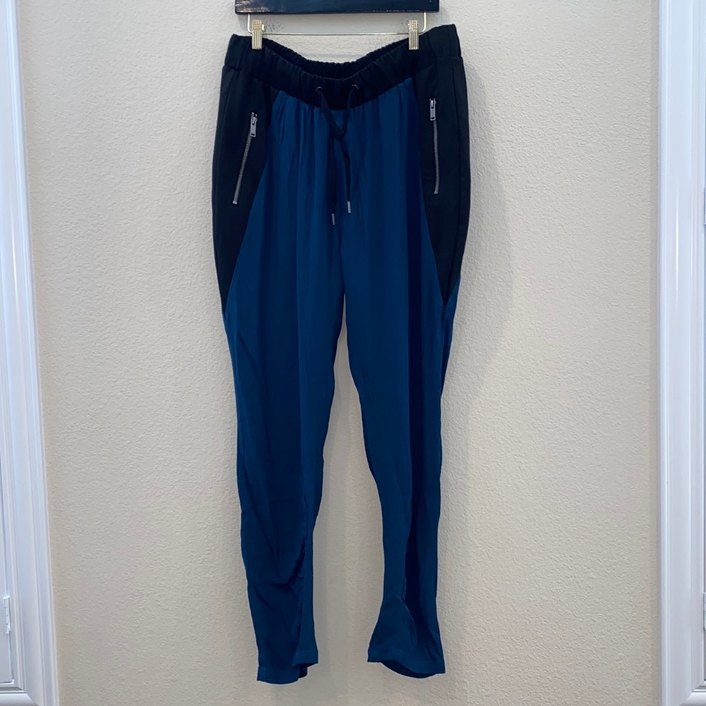 Carmakoma Pants Jogger Drawstring Teal/Black Rushed Ankles Size Medium NWT